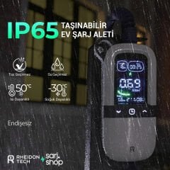 Rheidon 3.6 kW TÜV Sertifikalı Taşınabilir Elektrikli Araç Şarj Cihazı | PC200-3K6